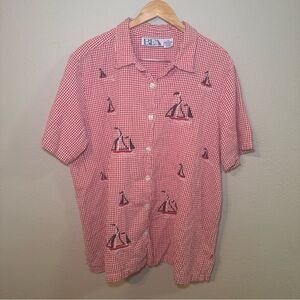Vintage BFA Classics Red Gingham Sailboat Embroidered Button Shirt Women’s Sz 2X